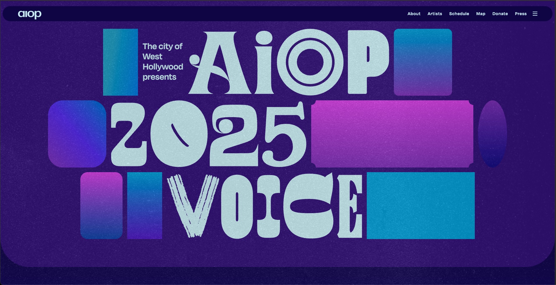 
          Screenshot of Art in Odd Places 2025 festival homepage